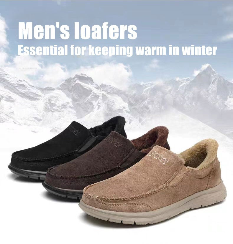 Fashionable Warm Winter Loafers Comfortable Walking Shoes Soft Lightweight Gift for Dad Suitable for Middle-Aged And Elderly Men