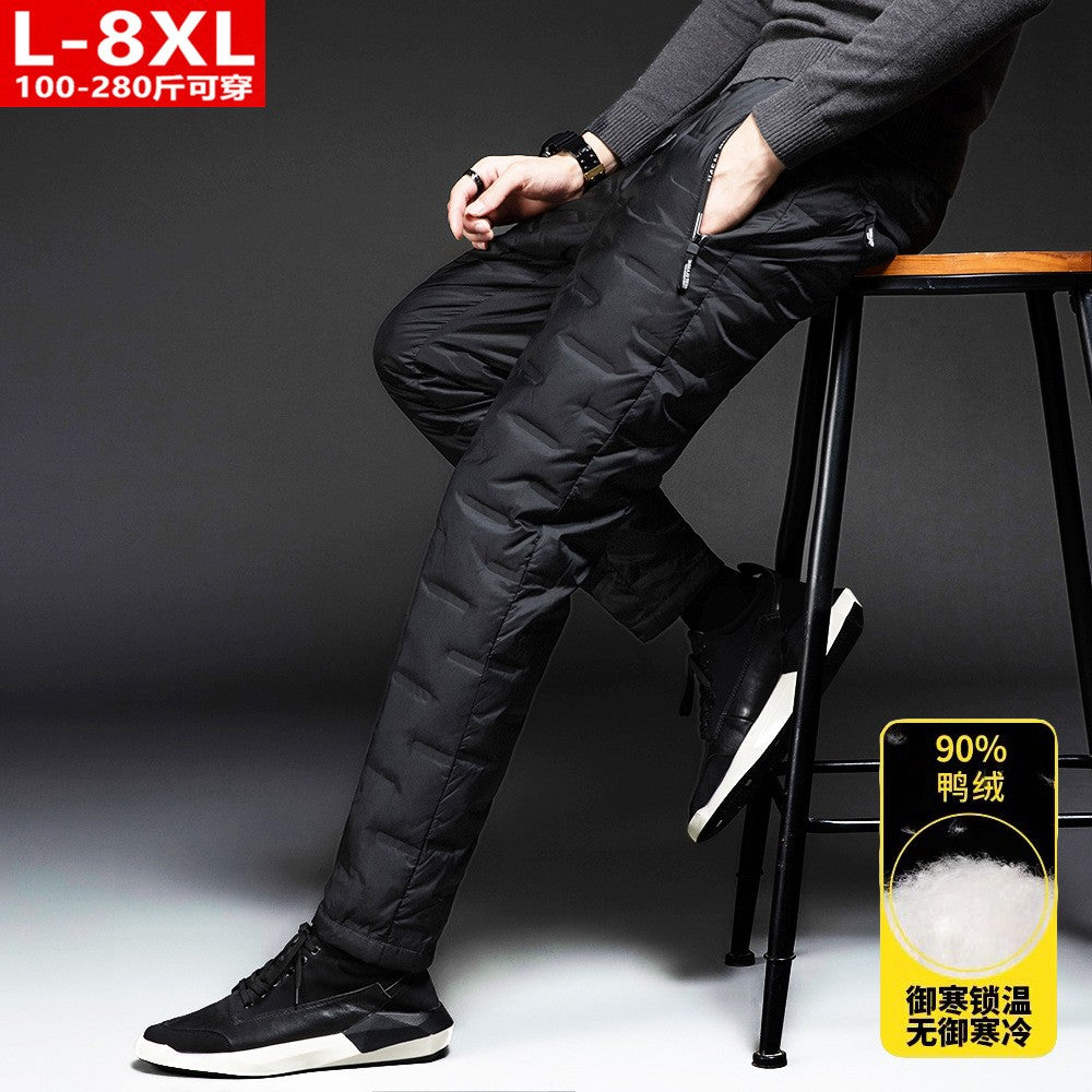 Calças Masculinas Plus Size L-8GG Patos Pena de Ganso Inverno À Prova de Vento Térmicas Calças Grossas de Inverno para Homens pantalones hombre PT-586