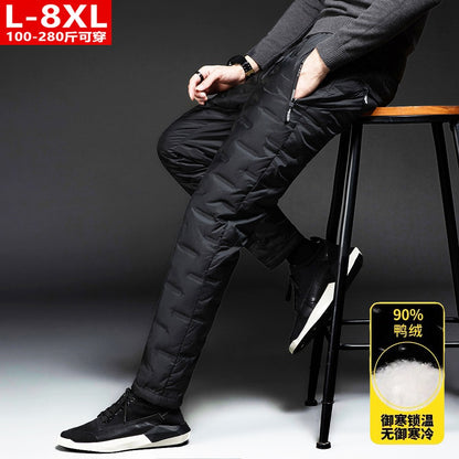 Calças Masculinas Plus Size L-8GG Patos Pena de Ganso Inverno À Prova de Vento Térmicas Calças Grossas de Inverno para Homens pantalones hombre PT-586
