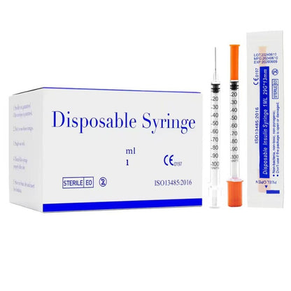 50 UNIDADES Seringa de insulina estéril descartável de 0,3ml/cc-29Gx13mm com agulha, embalada individualmente para medição de líquidos, alimentação de animais de estimação.