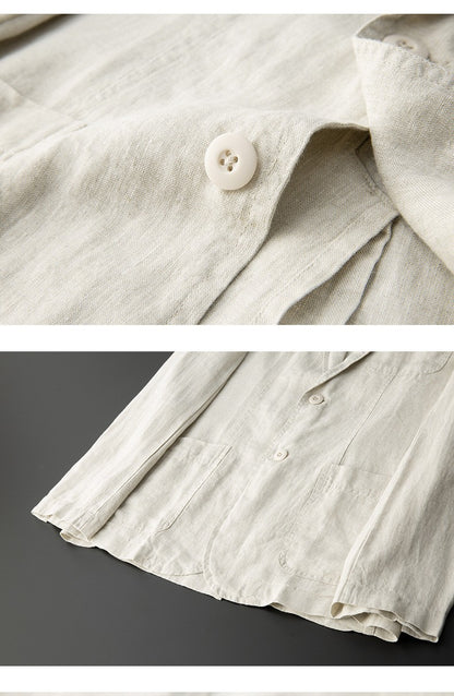 White Cotton Linen Suit Coat Men's Spring Summer Pure Color Slim Casual Business Thin Mens Blazer Jacket Comfortable Breathable