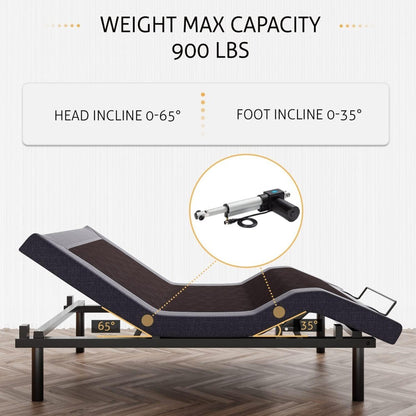 CERLIN Electric Adjustable Bed Base, Ergonomic Upholstered Full Size Bed Frame with Upgraded Motors and Wireless Remote Control