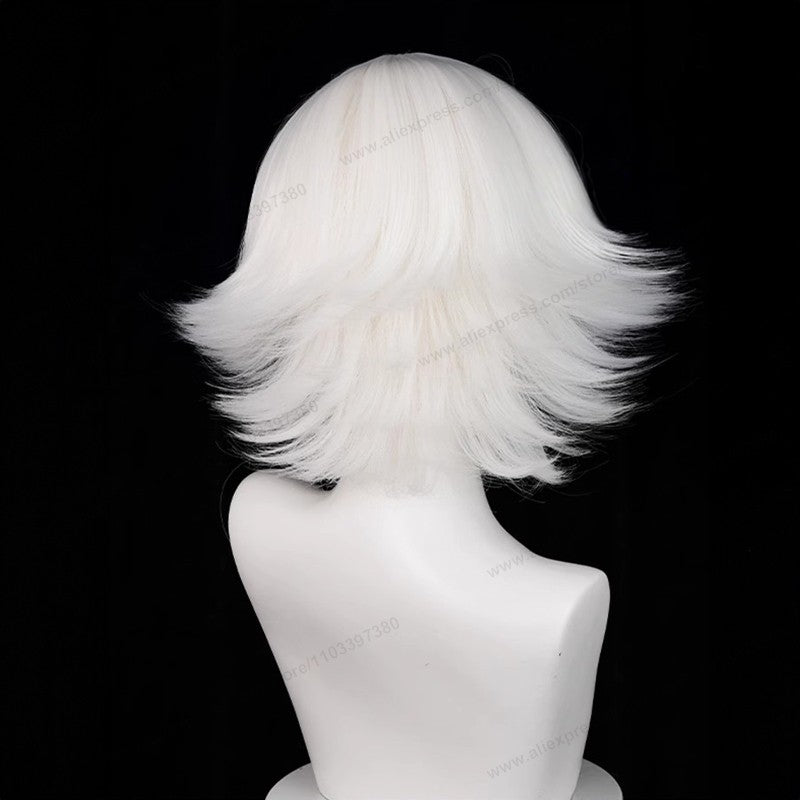 Peruca de Cosplay Anime Mi Zu Ki 33cm Curta Branca Pura Cabelo Sintético Resistente ao Calor