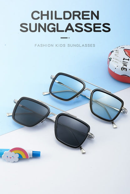 Óculos de Sol Infantis Polarizados de Luxo Estilo Tony Stark Óculos de Sol Quadrados para Crianças Meninos Meninas Oculos Retrô Homem de Ferro