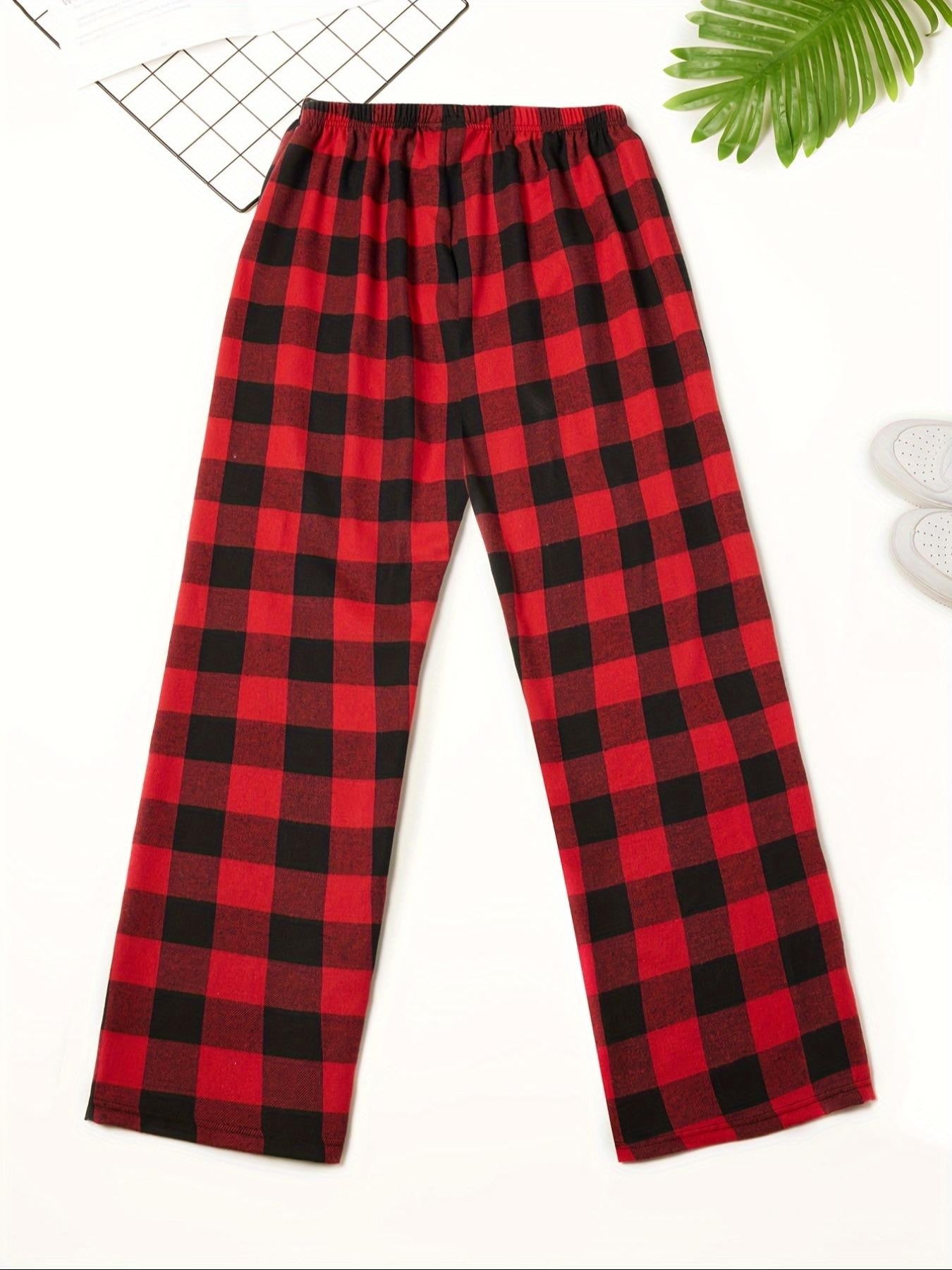 Men's Check Pajama Pants  95% Poly/5% Spandex | Stretchy & comfy  All-season wear | Regular fit  Sleep & lounge essential
