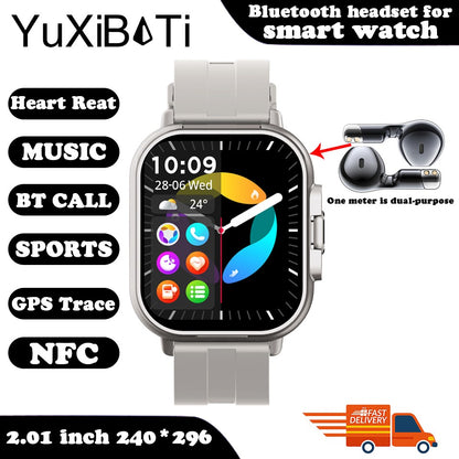Smartwatch TWS 2 em 1 com fones de ouvido Relógio esportivo fone de ouvido Bluetooth Relógio de chamada Monitor de saúde masculino NFC Smartwatch feminino Fone de ouvido