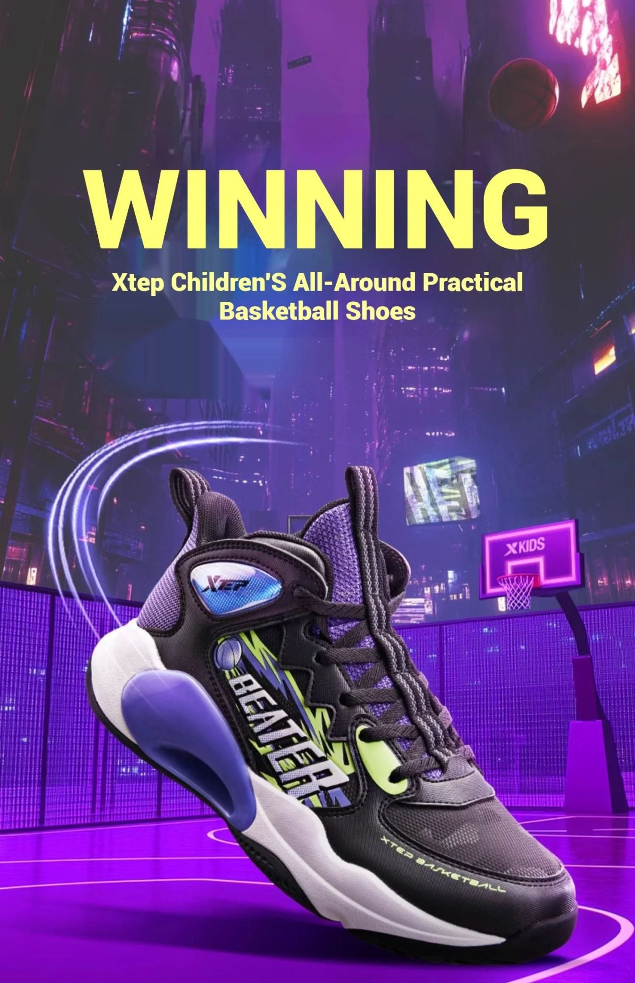 Xtep Teenager's Basketball Shoes 2025 Spring Unisex Mesh Breathable Lightweight Fashion Comfortable Sport Shoes 676415129390