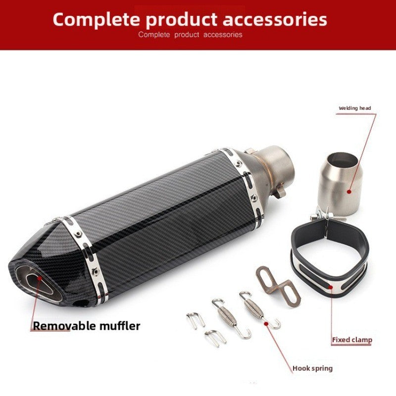 Carbon Fiber Body Tail Hexagonal Modified Exhaust Pipe Muffler Motorcycle 51mm Diameter Resistant