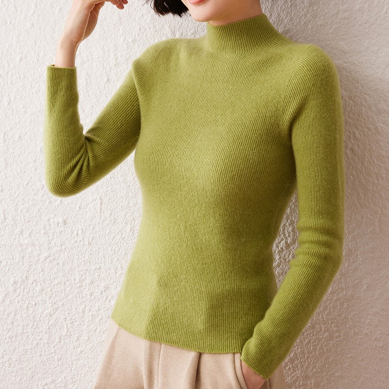 New women's sweater 100% pure cashmere high neck knitted pullover Korean version slim fit hot selling fashionable sweater
