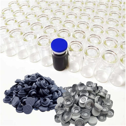42PCS 5ml Clear Glass Vial With Caps & Stopper Small Bottles Experimental Test Liquid Containers Wishing Bottles