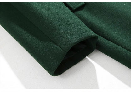 Mauroicardi Autumn Winter Long Warm Oversized Soft Dark Green Black Woolen Coat Men Loose Casual Korean Wool Blends Overcoat