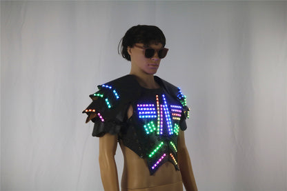 Men's Luminous Clothing Night Show Props Halloween LED Luminous Armor Stage COSPLAY Fluorescent Party Vest