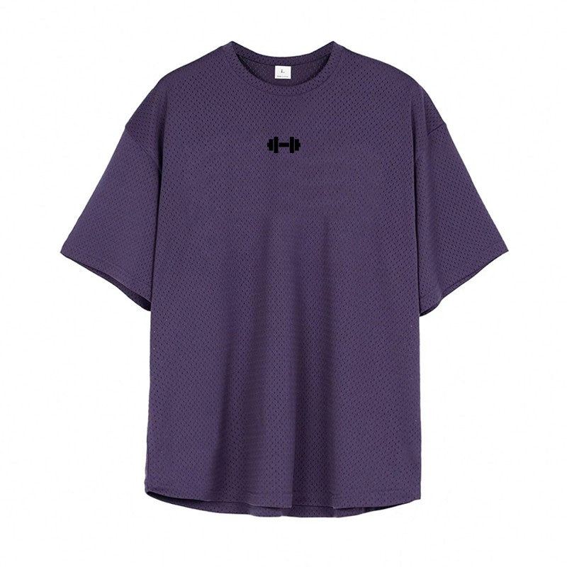 Oversized Loose Short Sleeve Quick Dry Shirt Gym Bodybuilding Breathable Cool Mesh Clothing Mens Fitness Workout Muscle T-shirts