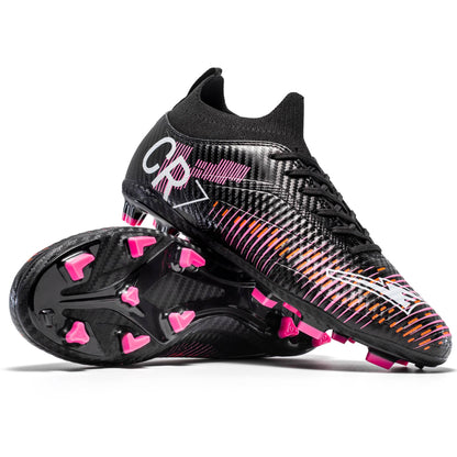 Unisex Soccer Shoes High-Tops Lace-Up Non-Slip Spikes Outdoor Sports Athletic Football Cleats for Professional Training Sneaker