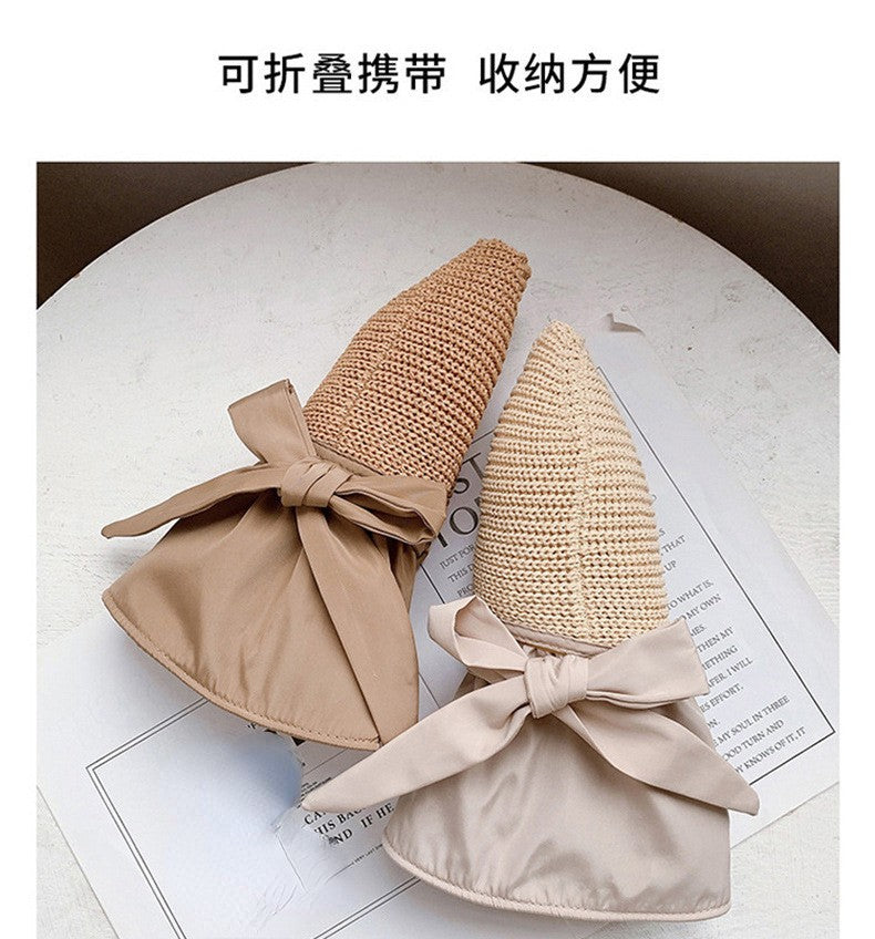 Summer Sun hat women's straw woven anti ultraviolet sun visor hat with big brim seaside black glue breathable Bucket hat sun hat