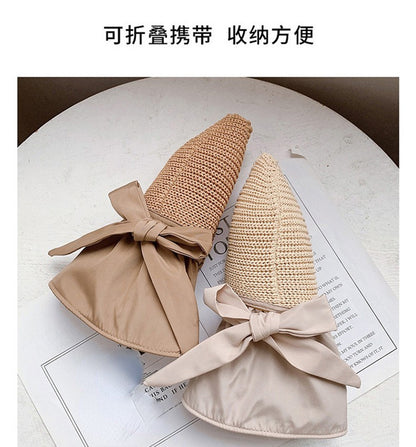 Summer Sun hat women's straw woven anti ultraviolet sun visor hat with big brim seaside black glue breathable Bucket hat sun hat