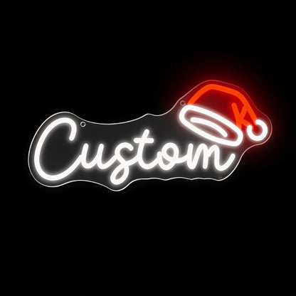 Custom Text and Santa Hat Neon Sign Creative LED Christmas Light Wall Decor Unique Xmas Gift for Home Party Holiday Decoration