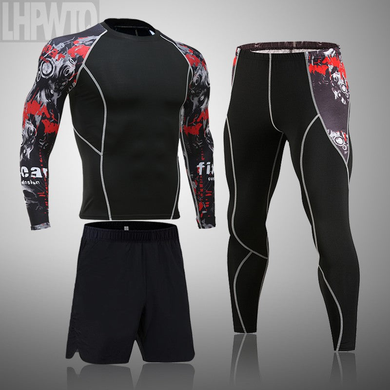 Men's Sports Suit MMA rashgard male Quick drying Sportswear Compression Clothing