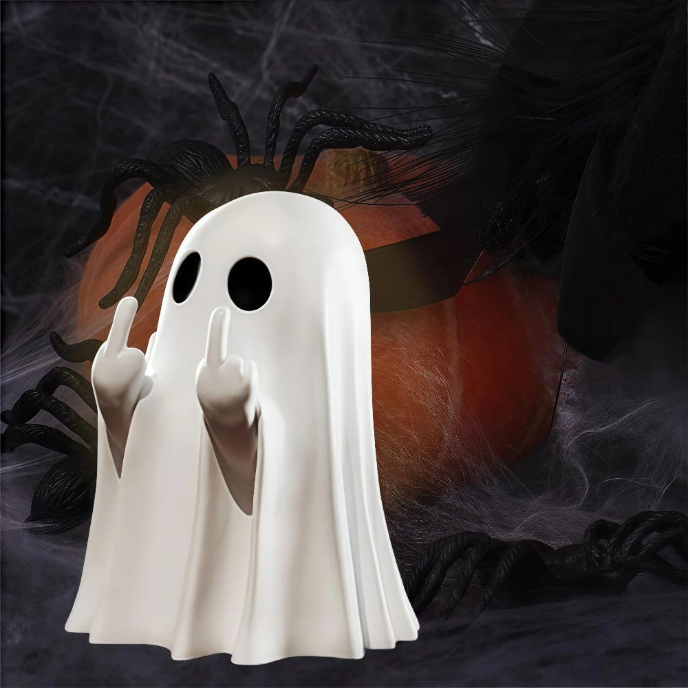 1-5Pcs Cute Middle Finger Ghost Statue, Halloween Ghost Festival Carnival Party Favors, Decoration Ornaments, Gift Bag Fillers