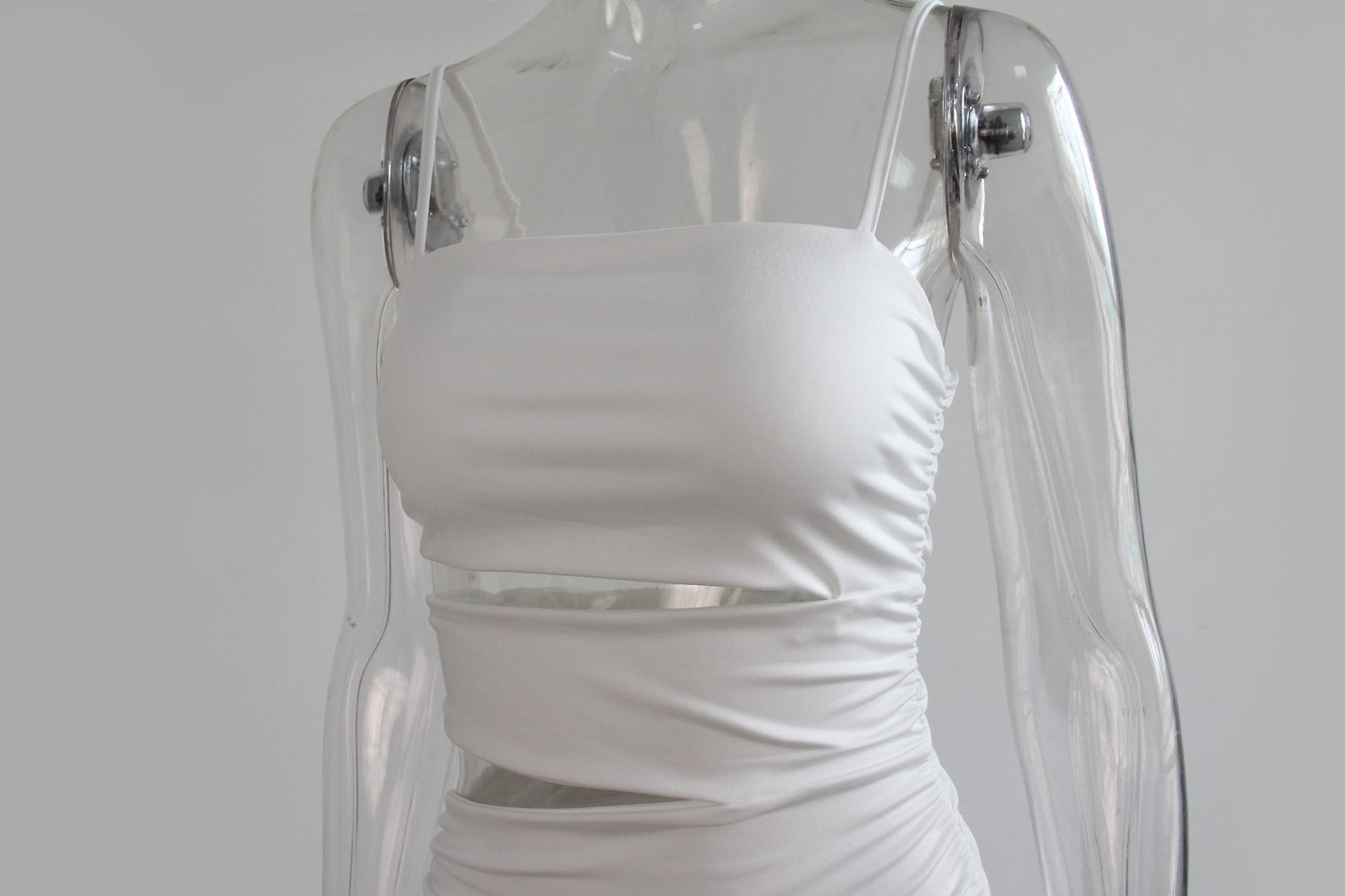 New 2025 Chic Women's Sexy Mini Party Dress, Fiber Spaghetti Straps, Solid Document Cutouts, Drum, Educational Dress