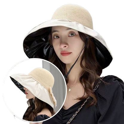 Summer Women Bucket Hat Anti-UV Sun Hats Soft Portable Wide Brim Outdoor Beach Hat Panama Cap With Storage Bag
