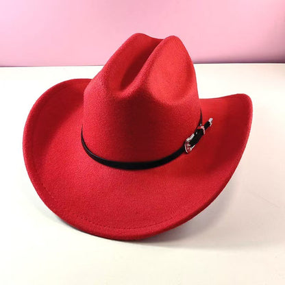 1PC Vintage Western Cowboy Hat For Men's Gentleman Lady Jazz Cowgirl With Leather Wide Brim Cloche Church Sombrero Hombre Caps