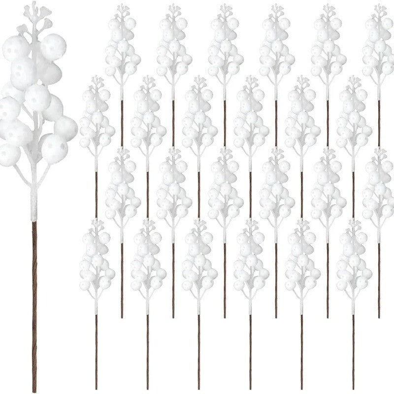 10Pcs Christmas Decoration Artificial 15heads Sparkling Berry Bouquet Xmas Tree Ornaments for Home Decor New Year Party Supplies