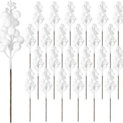 10Pcs Christmas Decoration Artificial 15heads Sparkling Berry Bouquet Xmas Tree Ornaments for Home Decor New Year Party Supplies