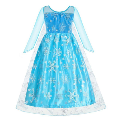 Disney Girls Elsa Princess Dress for Long Sleeve Kids Birthday Cosplay Frozen Costume Fancy 2025 Carnival Dress Up Party Costume