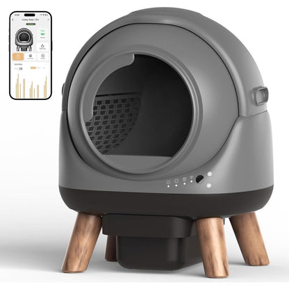 Caixa de Areia Autolimpante Automática para Vários Gatos, Sistema Robótico Inteligente com Controle por Aplicativo e Monitoramento de Saúde, Inclui Lixeira
