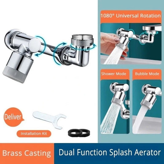 Metal 1440° Water Tap Nozzle Kitchen Sink Faucet Extenders 2 Modes Universal Bathroom Tap Bubbler Adapter Saving Aerator
