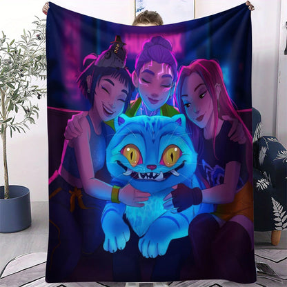 1 cobertor de flanela k-pop Demon Hunters Huntrix Cobertor macio e quente de qualidade Cobertor de inverno infantil para sofá cama Macio e fofo