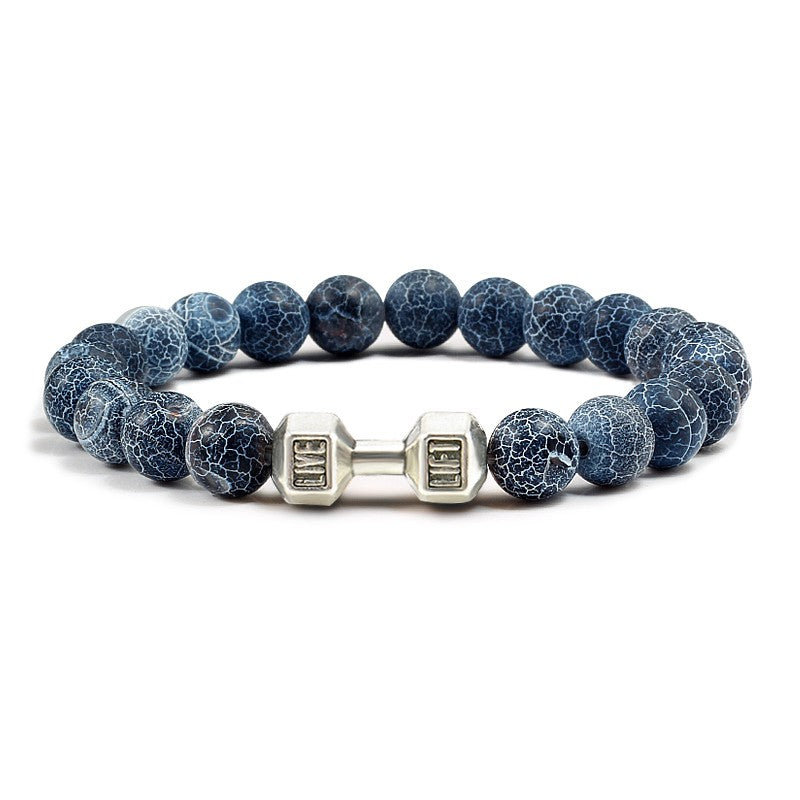 Pulseira Feminina/Masculina Ajustável Desgastada Preta, com Contas, Haltere, Joias de Yoga, Braceletes Originais