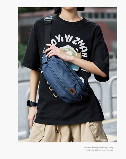 LEE Women Men Oxford Crossbody Waist Bag Waterproof Running Sport Single Shoulder Slingbag Travel iPad Pocket Daily Fanny Pack