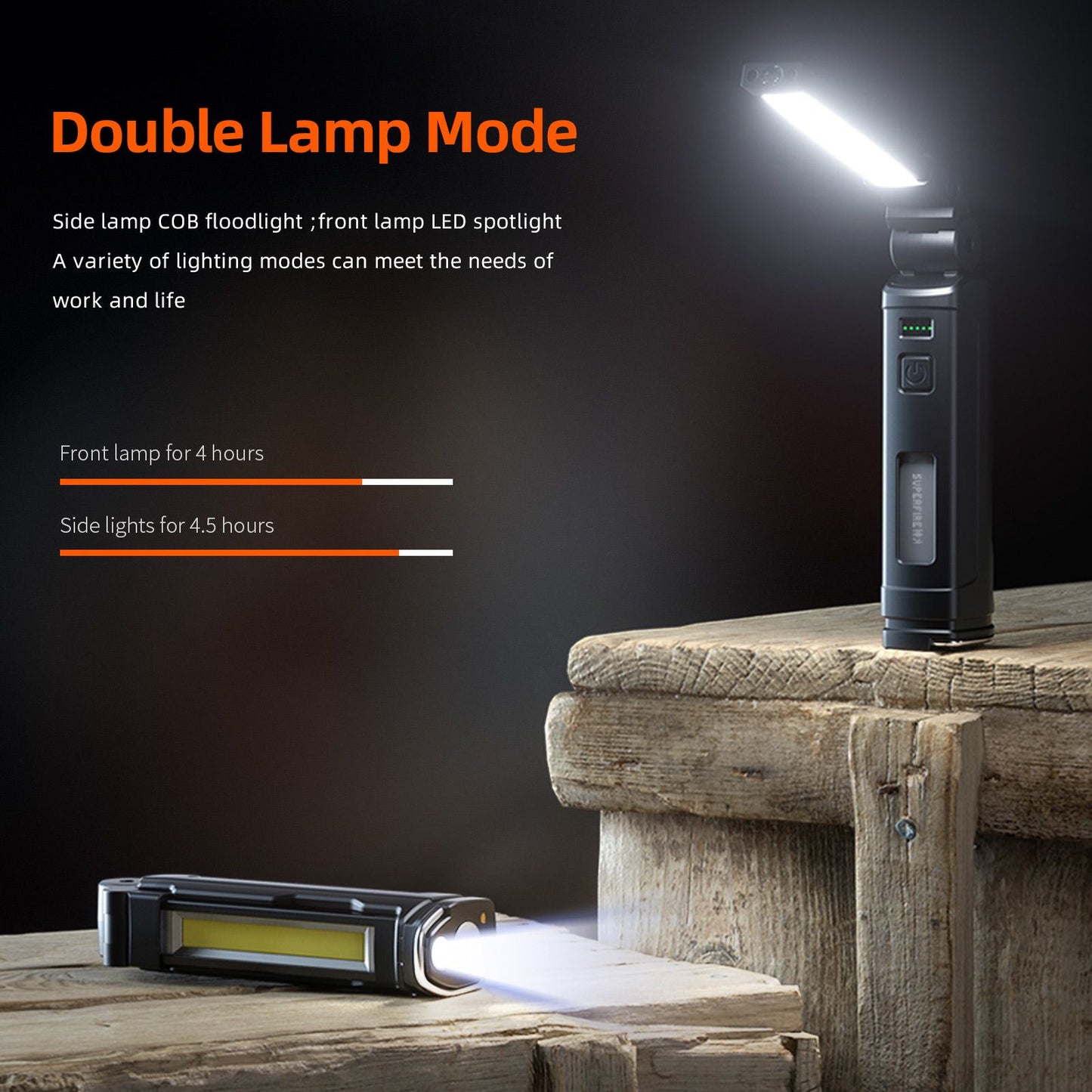 SUPERFIRE G16-S Multifunctional Work light LED+COB Flashlight 360° With Magnetic Base Rechargeable For Car Repair Fishing Torch