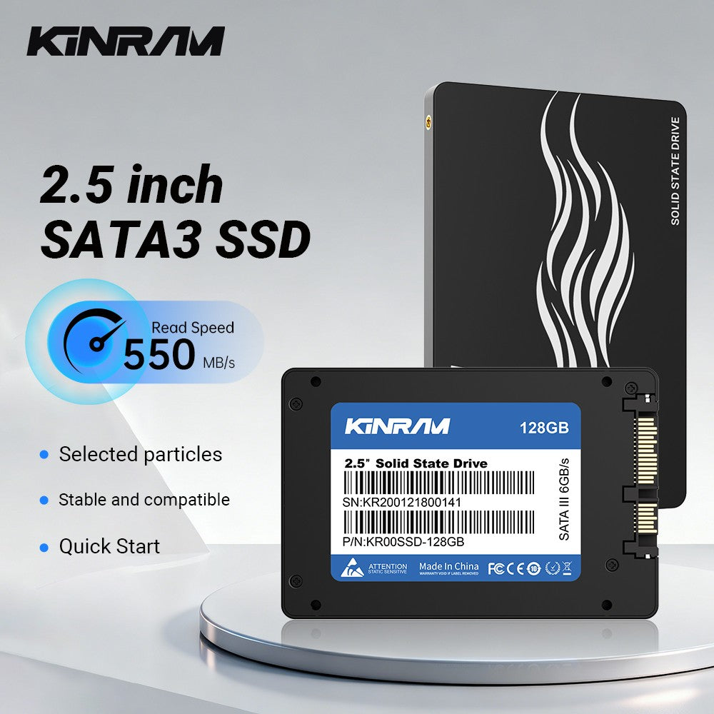 SSD KinRam 2.5 SATA3 128GB 120GB para Notebook, Disco Rígido de Estado Sólido Interno de Alta Velocidade SATA 3 para PC Desktop