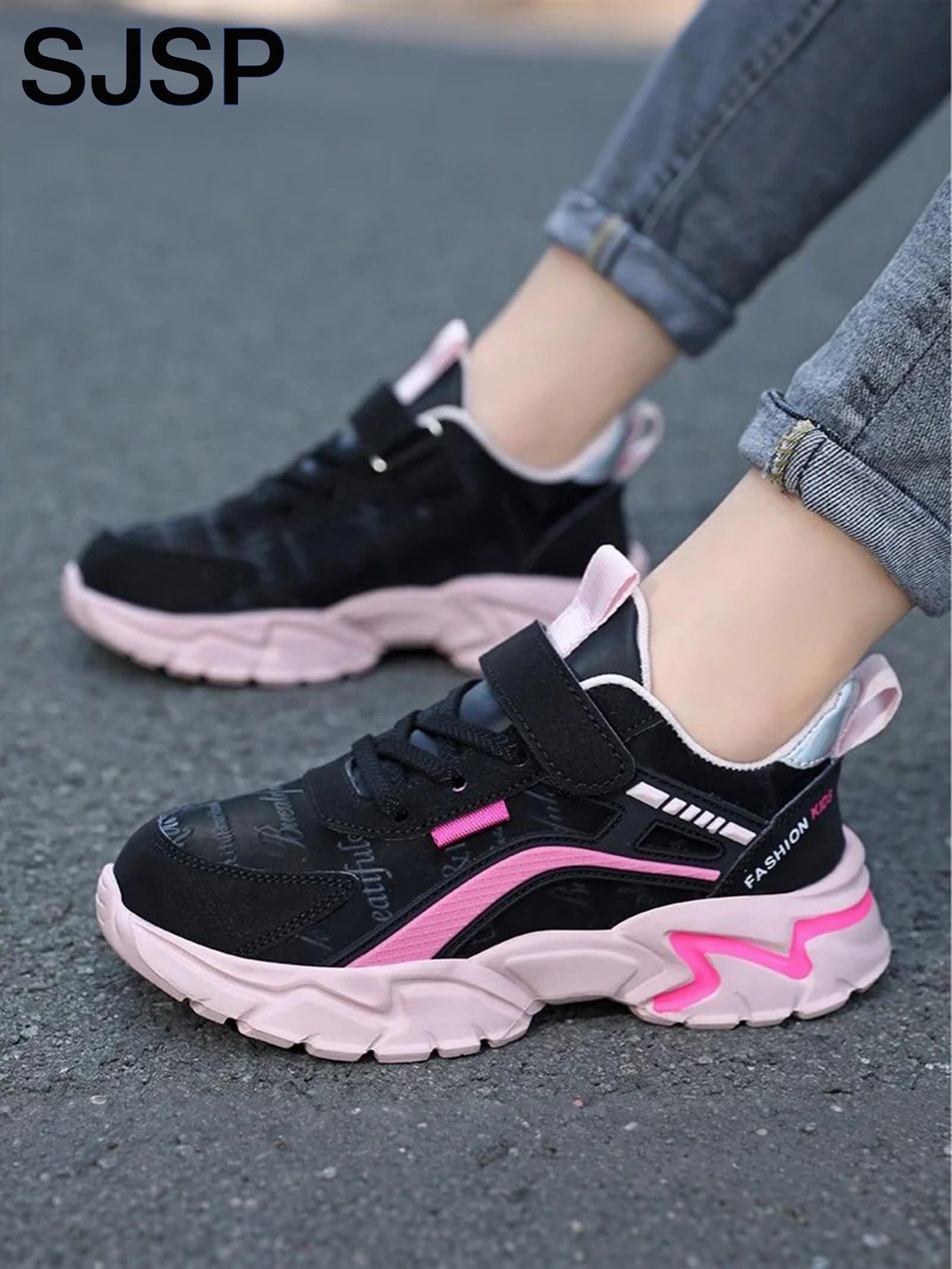 Children's Casual Pink Girls' Leather Shoes, Fashionable Lightweight Running Shoes for Teenagers Aged 7-15, Student Kids' Sports Shoes for Girls