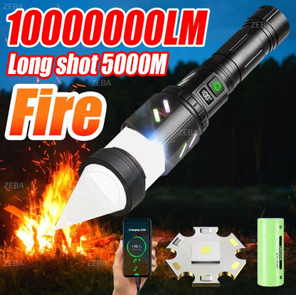 Ultra Powerful Windproof Fire Starting Flashlight Rechargeable High Power Torch Focused Light Source Can Light A Flame Lantern