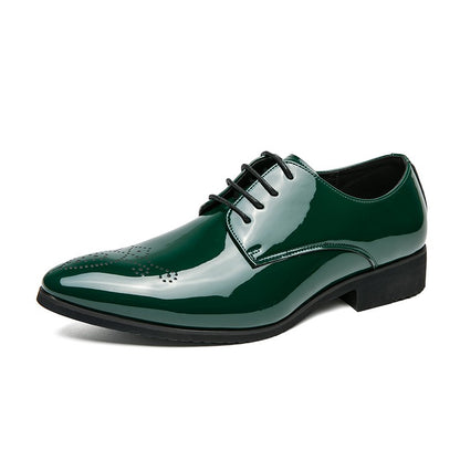 High Quality Green Men Oxfords Shoes Pointed Formal Shoes Man Patent Leather Shoes Lace-Up Business Dress Shoes Men Big size 48