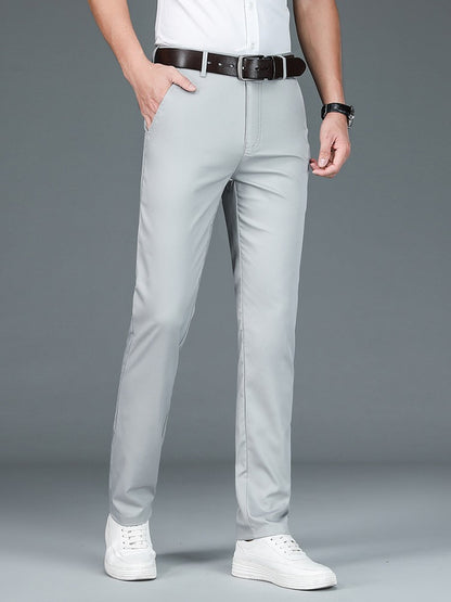 High Quality Luxury Straight Business Suit Pants Men Bamboo Fiber Designer Spring Summer Elegant Casual Long Formal Trouser Male