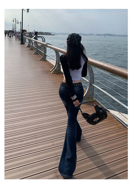 High Waist Jeans Womens Fashion Personality Slim Fit Retro Bell Bottoms Trousers Autumn Winter Jeans Women's Pants Women Pants