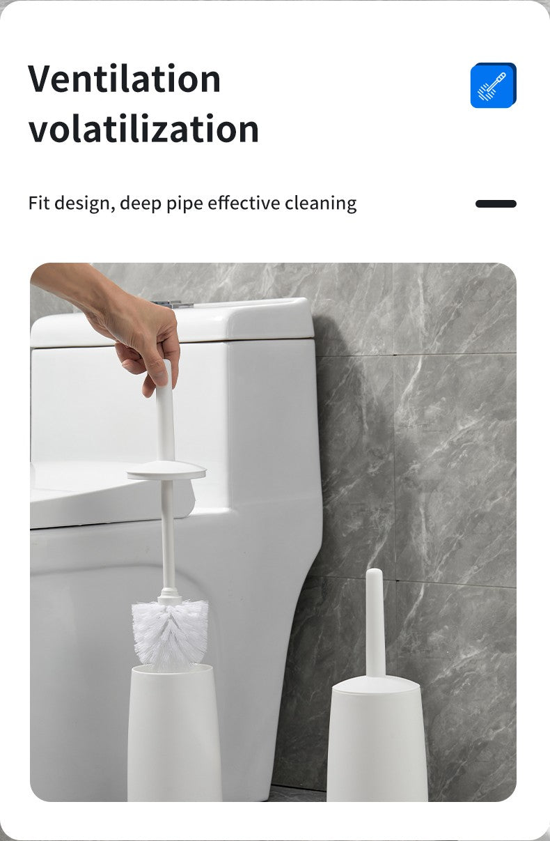 WORTHBUY Splash Proof Handle Toilet Brush With Base Soft Bristle Plastic Toilet Cleaning Brush Bathroom Toilet Cleaning Tools