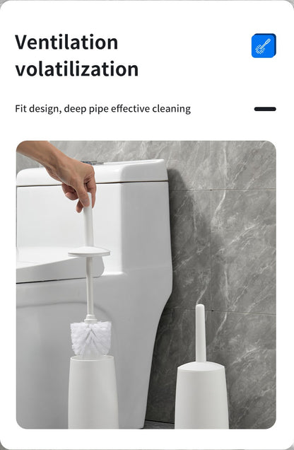 WORTHBUY Splash Proof Handle Toilet Brush With Base Soft Bristle Plastic Toilet Cleaning Brush Bathroom Toilet Cleaning Tools