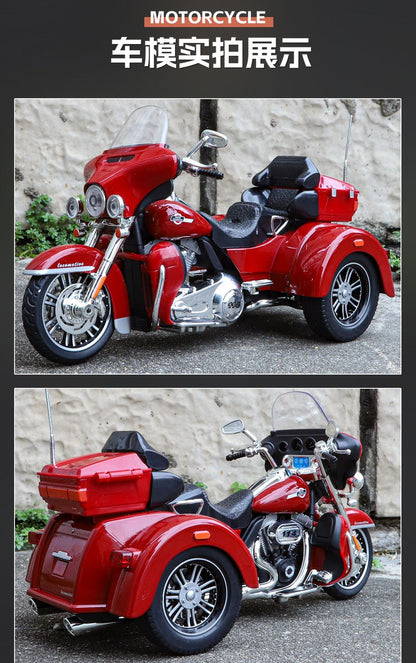 1:9 Harley D-vTRI GLIDE ULTRA Triciclo de Luxo em Liga Fundida Modelo de Motocicleta com Som e Luz Coleção Decoração Presente Caixa
