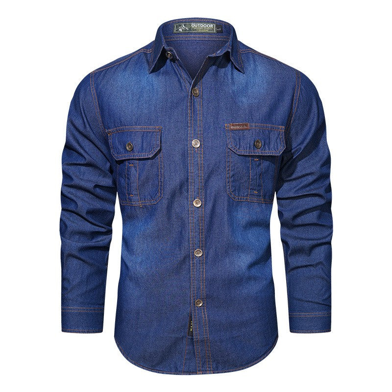 Men's Spring Denim Thin Shirt Soft Cotton Slim Fit Jeans Cowboy Streetwear Male Autumn Long Sleeve Shirts Plus Size 5XL