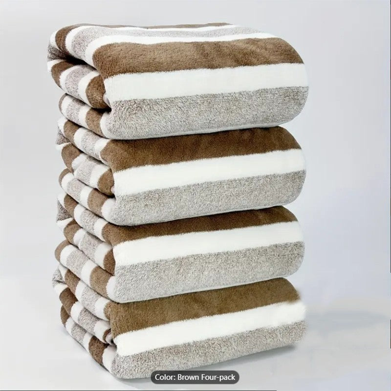 Conjunto de 4 Toalhas de Banho Listradas, Absorventes e de Secagem Rápida, Super Macias e Amigas da Pele Para o Banheiro de Casa