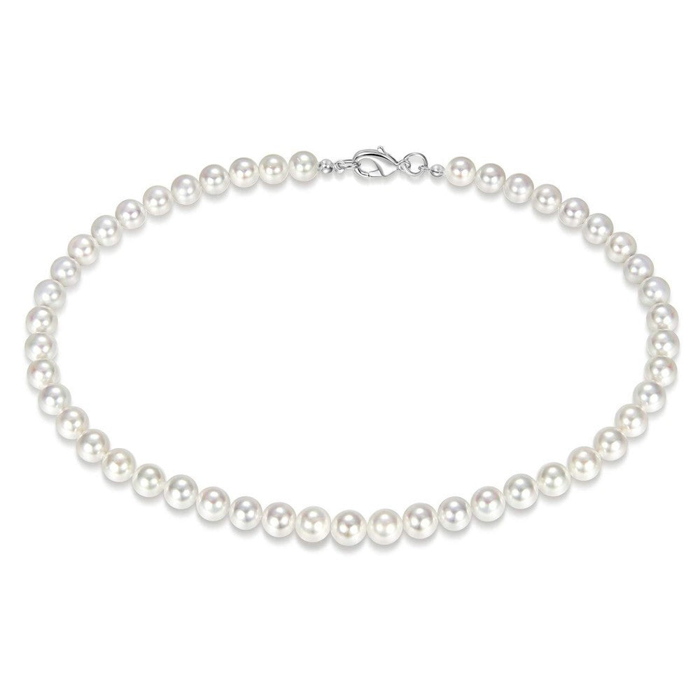 Colar Elegante de Pérola Branca Artificial 1 Peça Gargantilha Corrente de Contas para Homens e Mulheres Presente de Joia da Moda