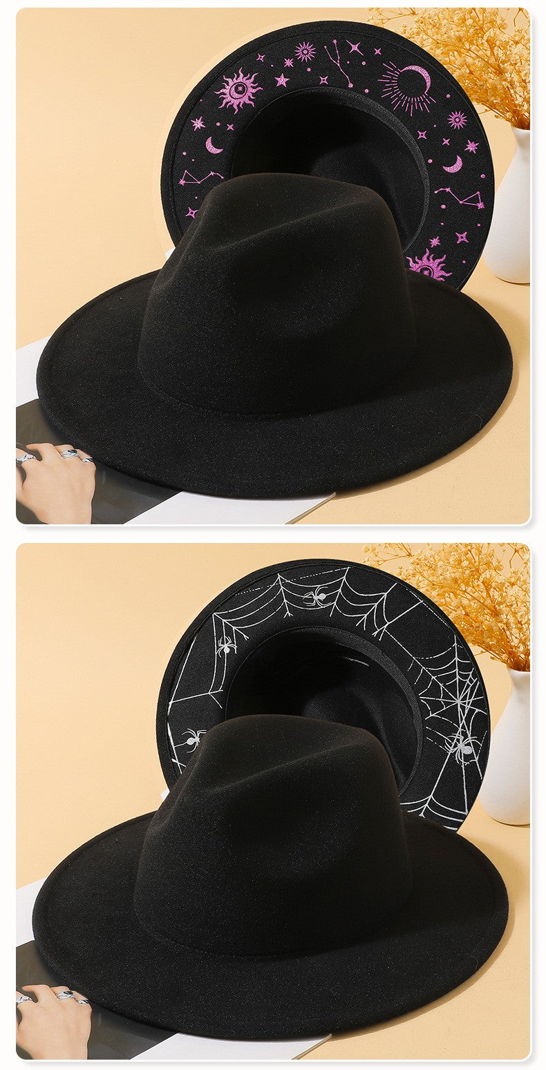 Women's Vintage Fedora Hat with Wide Brim for Autumn and Winter