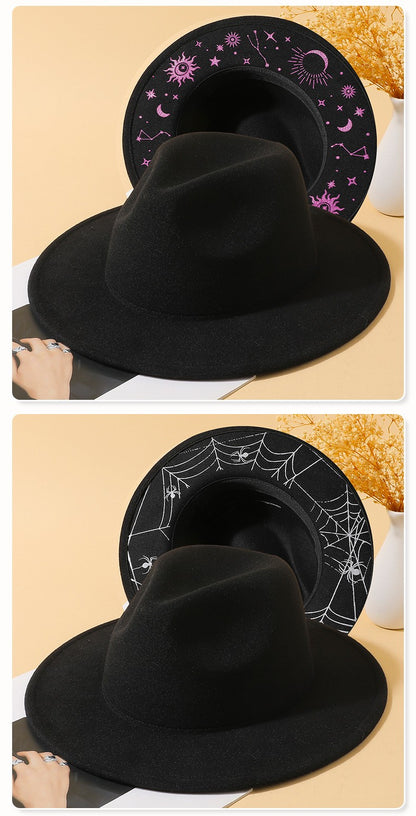 Women's Vintage Fedora Hat with Wide Brim for Autumn and Winter