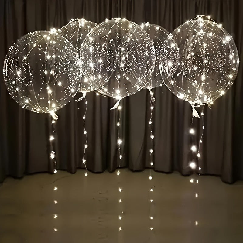 5 Sets LED Glow Balloons 20 Inch Clear Light Up Bobo Balloon with 3M String Lights Party Wedding Birthday Christmas Decoration